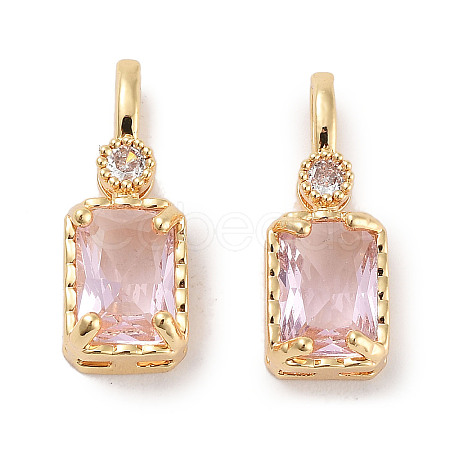 Brass Micro Pave Cubic Zirconia Pendants KK-C051-54G-03-1