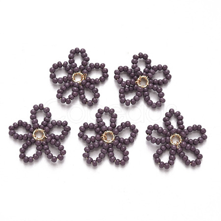Glass Seed Beads Pendants FIND-R086-06F-1