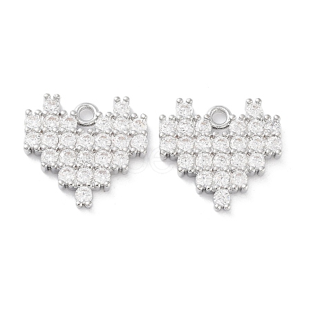Brass Micro Pave Clear Cubic Zirconia Charms KK-F871-46P-1