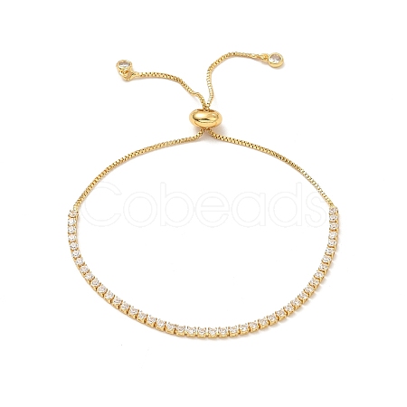 Adjustable Rack Plating Brass Cubic Zirconia Chain Bracelets BJEW-A132-01G-1
