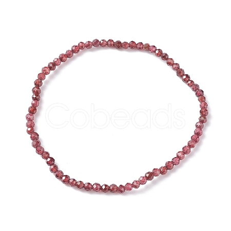 3mm Natural Garnet Beads Stretch Bracelet for Girl Women BJEW-JB07284-03-1