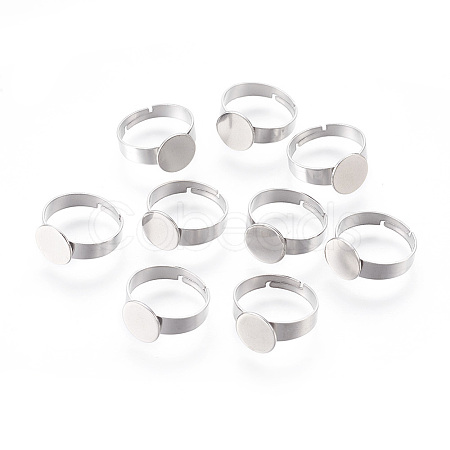 Tarnish Resistant Adjustable 304 Stainless Steel Finger Rings Components STAS-F149-21P-A-1