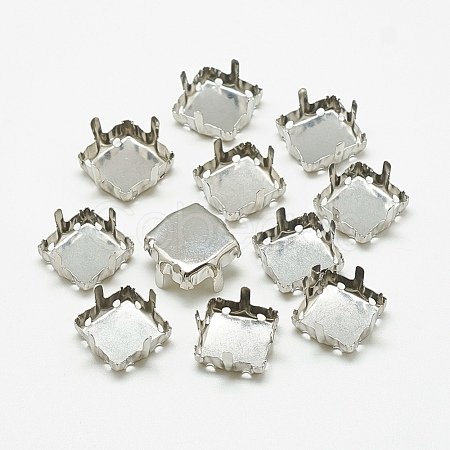 Non-Tarnish 201 Stainless Steel Sew on Prong Settings STAS-T032-08-12mm-1