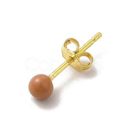 Enamel Round Ball Stud Earrings EJEW-C020-01G-05-1