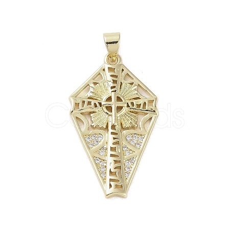 Real 18K Gold Plated Brass Micro Pave Cubic Zirconia Pendants KK-A209-04C-G-1