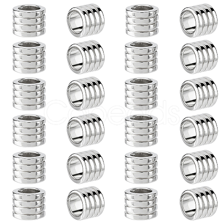 24Pcs Grooved Stainless Steel European Beads STAS-HS0001-81B-1