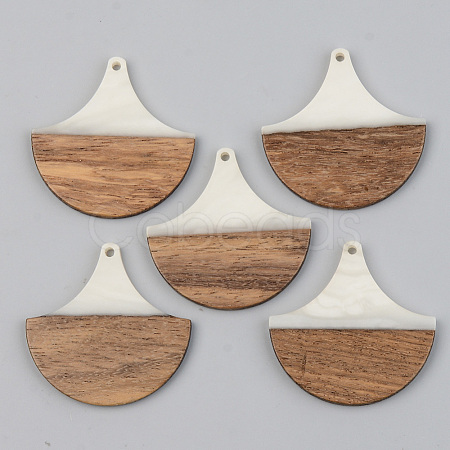 Opaque Resin & Walnut Wood Pendants RESI-S389-046A-C04-1