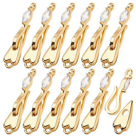 12Pcs Brass Rhinestone Hook and S-Hook Clasps KK-PH0013-69-1