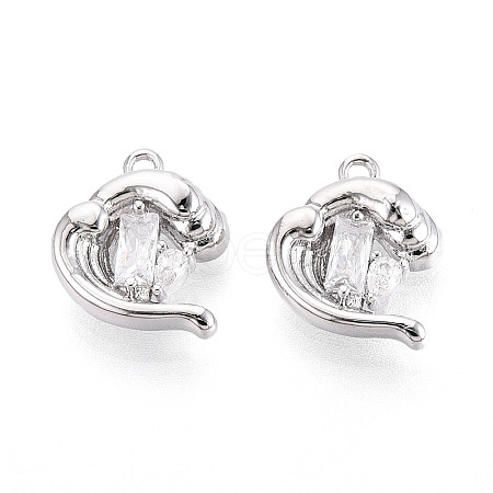 Brass Micro Pave Clear Cubic Zirconia Charms KK-N267-18P-1