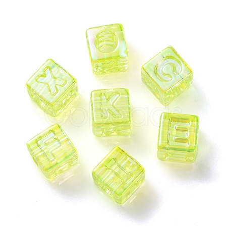 UV Plating Rainbow Iridescent Acrylic Beads OACR-K003-008E-1