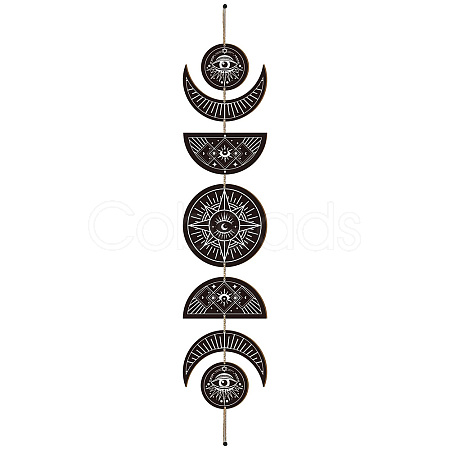 Moon Phase Wood Hanging Wall Decorations HJEW-WH0054-009-1