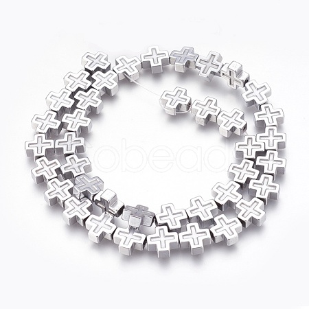 Electroplated Non-magnetic Synthetic Hematite Beads Strands G-P392-F02-1