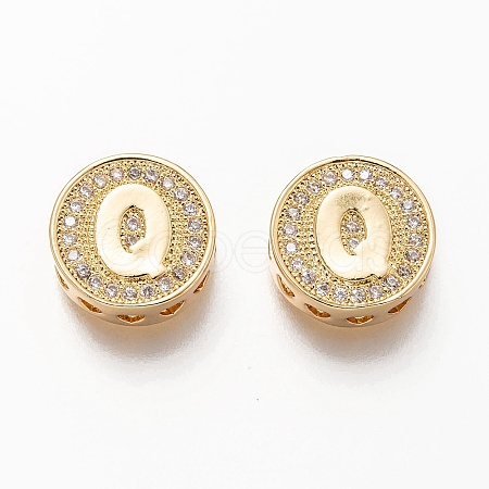 Golden Plated Brass Micro Pave Cubic Zirconia Multi-Strand Links KK-P191-01Q-G-1