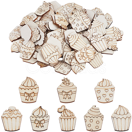 4 Sets Unfinished Wood Cutouts Ornaments WOOD-SC0001-91D-1