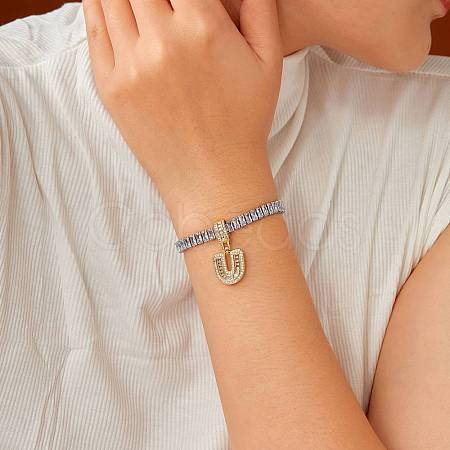 Fashionable Brass Micro Pave Clear Cubic Zirconia Charm Bracelets AF9298-21-1