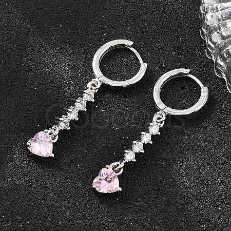 Brass Micro Pave Cubic Zirconia Hoop Dangle Earrings KK-CBA8324-07P-01-1