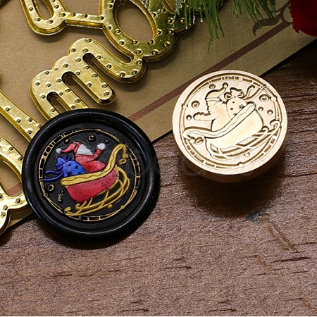 Christmas Series Wax Seal Brass Stamp Head LS-AJEW-M037-01G-10-1