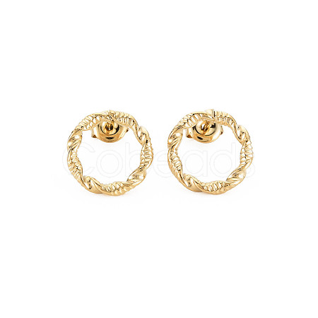 Ion Plating(IP) 304 Stainless Steel Hollow Ring Stud Earrings for Woman X-EJEW-N097-003LG-1