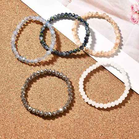 Electroplate Glass Beads Stretch Bracelets BJEW-JB04021-1