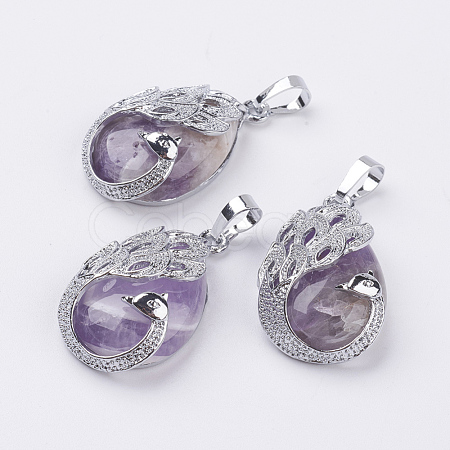 Natural Amethyst Pendants G-E442-04C-1