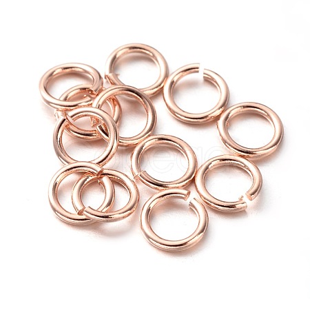 Eco-Friendly PVD Vacuum Plating & Long-Lasting Plated Brass Open Jump Rings KK-E663-5mm-RG-1