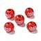 Printed Wood European Beads, Large Hole Beads, Round with Word I Love You Pattern, Dyed, Red, 16.5~17x15mm, Hole: 3~5mm