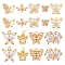 AHADERMAKER 18Pcs 9 Styles Brass Pave Clear Cubic Zirconia Pendants, Butterfly Charm, Mixed Shapes, Golden, 6~13.5x6~15x2~6mm, Hole: 0.8~3.5mm, 2pcs/style