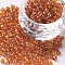 Glass Seed Beads, Trans. Colours Lustered, Round, Orange, 4mm, Hole: 1.5mm, about 500pcs/50g, 50g/bag, 18bags/2pounds