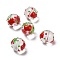 Handmade Glass Enamel Beads Strands, Hand Drawn Beads, Round with Apple, Red, 13x12mm, Hole: 1.2mm, about 30pcs/strand