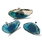 Dyed & Heatsd Natural Agate Slice USB Night Light Decoration, Healing Stone Night Lamp for Bedroom Home Decor, Dark Cyan, 38~67.5x33~41x26~27mm