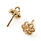 Brass Peg Bails Pendants, For Half Drilled Beads, Flower, Real 14K Gold Plated, 8.5mm, Hole: 0.8mm, Pin: 1mm