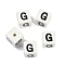 Porcelain Beads, Square with Letter, Letter G, 8.5x8.5x8.5mm, Hole: 1.6mm