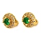 Brass Micro Pave Cubic Zirconia Clasps, Long-Lasting Plated, Flat Round, Golden, 8x8.5x8mm, Hole: 6.5x2.5mm