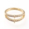 Brass Micro Pave Cubic Zirconia Ring Shanks, Loop Ring Base, Long-Lasting Plated, Golden, Size 7,  17mm, Hole: 1mm