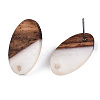 Resin & Walnut Wood Stud Earring Findings MAK-N032-005A-H04-3