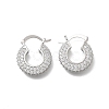 Brass Micro Pave Clear Cubic Zirconia Flat Round Hoop Earrings EJEW-K318-04B-P-4