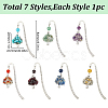 HOBBIESAY 7Pcs 7 Style Tibetan Style Alloy Hook Bookmarks AJEW-HY0001-72-2