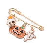 3Pcs 3 Style Halloween Skull & Ghost & Pumpkin Enamel Safety Pin Brooch JEWB-TA00012-4