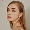 4 Pairs 4 Styles Foam & Glass & Acrylic Cherry Dangle Stud Earrings with Brass Pins EJEW-FI0002-88-7