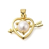 Heart with Arrow Rack Plating Brass Pendants KK-M079-23G-1