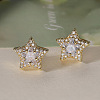 Brass Micro Pave Clear Cubic Zirconia Stud Earrings EJEW-Z128-01G-01-1