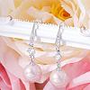 Pearl Earrings with Cubic Zirconia White Freshwater Shell Pearl Dangle Hook Earrings Stud Round Ball Drop Hoop Earrings Brass Jewelry Gift for Women JE1097B-4