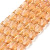 Faceted Electroplated Transparent Glass Beads Strands GLAA-G092-A01-1