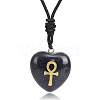 Synthetic Blue Goldstone Heart Engraved AnKh Cross Pendant Personalized DIY Necklaces SC1205-4-1