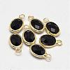 Oval Faceted Golden Tone Brass Glass Charms GLAA-O015-20G-1