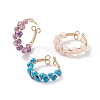 Round Gemstone Braided Open Cuff Ring RJEW-JR00508-1