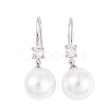 Rack Plating Brass Cubic Zirconia ABS Pearl Earring Hooks EJEW-S219-16P-06-1