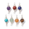7Pcs 7 Styles Natural & Synthetic Mixed Gemstone Copper Wire Wrapped Connector Charms PALLOY-JF02517-02-1