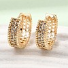 Brass Micro Pave Cubic Zirconia Hoop Earrings KK-CBACA55-01G-1