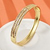 Brass Micro Pave Clear Cubic Zirconia Hinged Bangles for Women BJEW-K274-11G-1